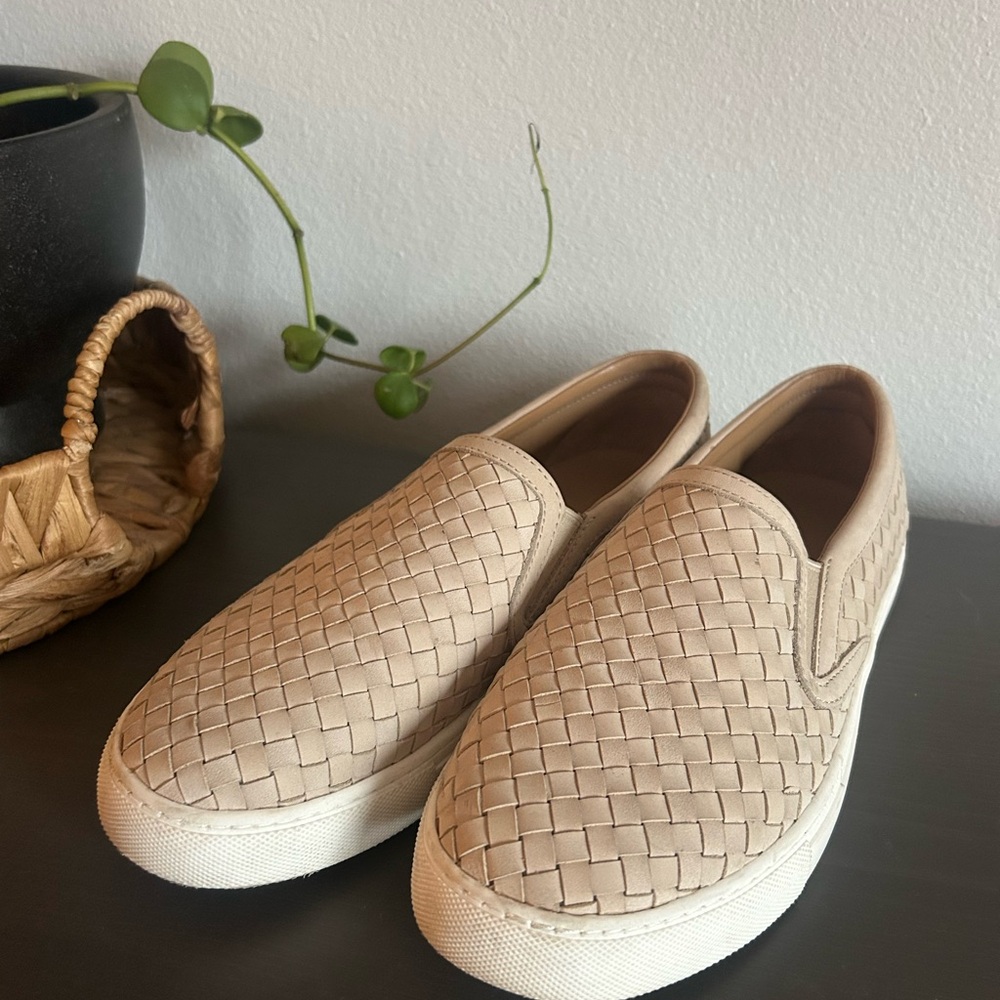 Quince Tan Woven Leather Slip-On Sneakers